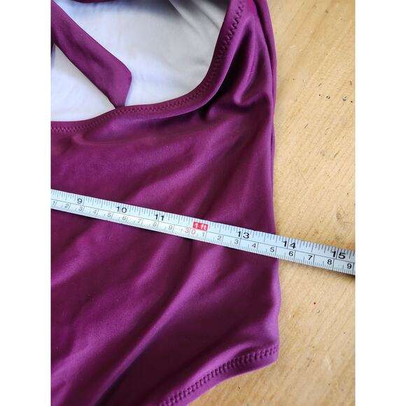 Small Purple Cupshe Crochet One Piece Bathing Suit Open Back Boho - Picture 7 of 8